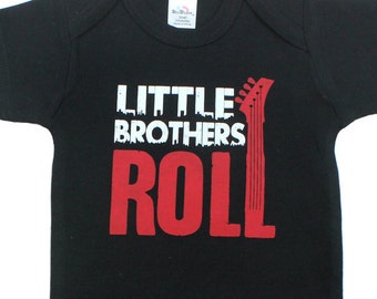 Little Brothers Roll - Funny Baby Gift Clothes Rock And Roll Infant Black Bodysuit