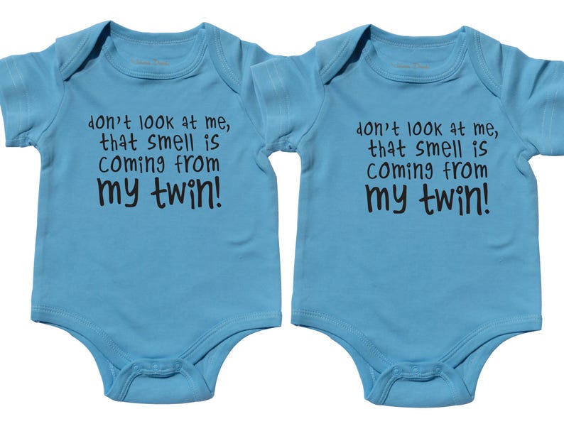 Stinky Twin Boys Funny Baby Gift Clothes Blue Infant Etsy