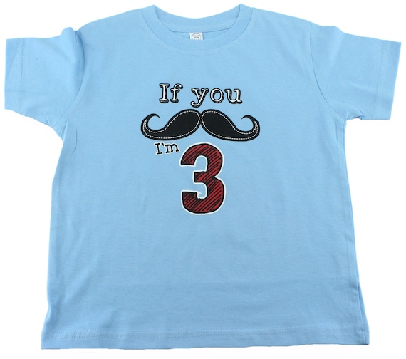 Boys Mustache 3rd Birthday Short Sleeve Shirt