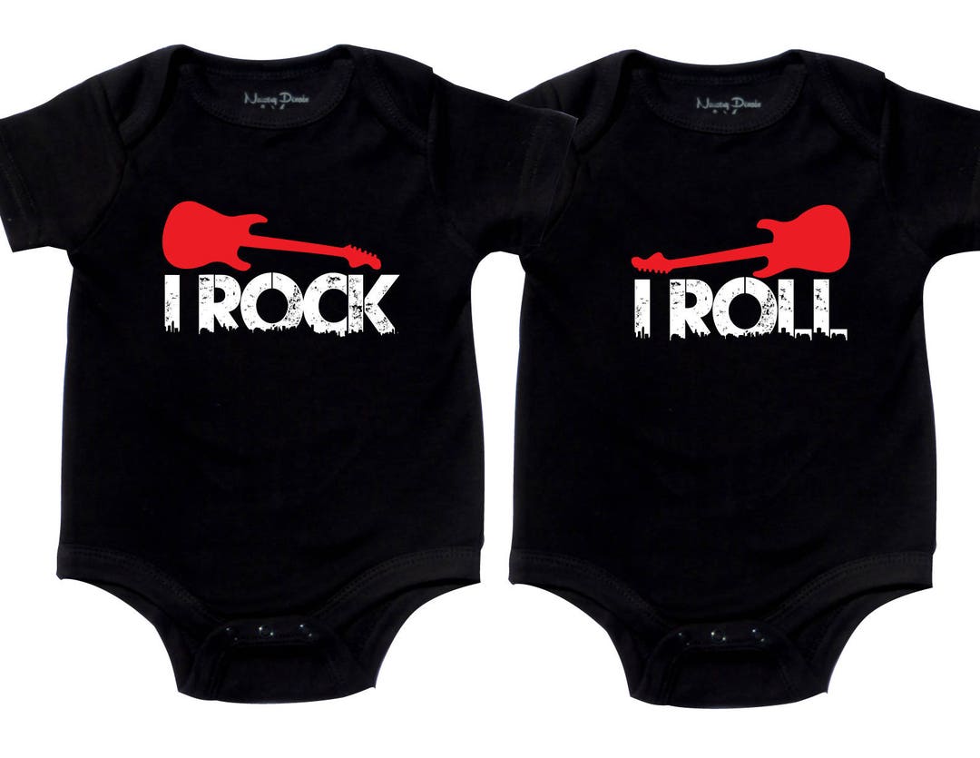 Rock and Roll Baby Boy Twins Matching Gift Set. Black Bodysuits Etsy