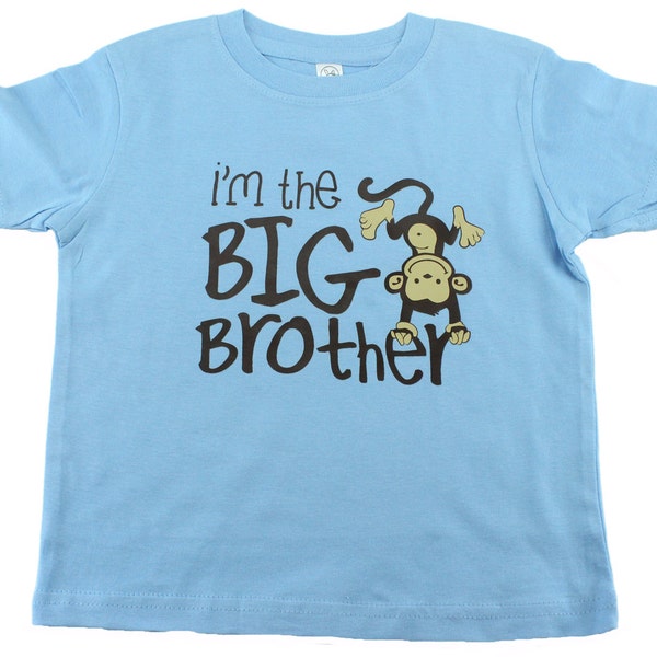 I'm The Big Brother - Cute Kids Clothing Monkey Blue Shirt