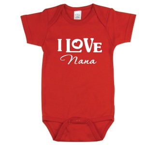 I Love Nana Baby Gift Grandma, Red Outfit Bodysuit image 1