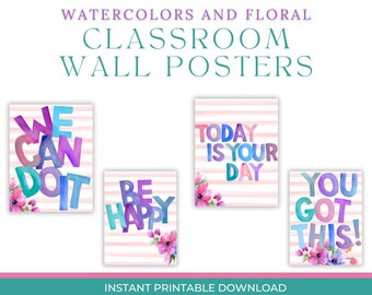 Watercolors and Floral - Classroom Wall Posters