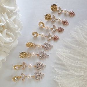 Art Deco Bridal Earrings, Long Leaf Earrings for Women, Bridesmaid Gifts for Her, Long Bridal Earrings, wedding jewelry