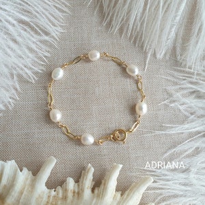 Gold Pearl Bracelet for Women with Freshwater Pearls, Gifts for Her, Natural Pearl Bracelet, Real Pearl Bracelet, Bridesmaid Gift