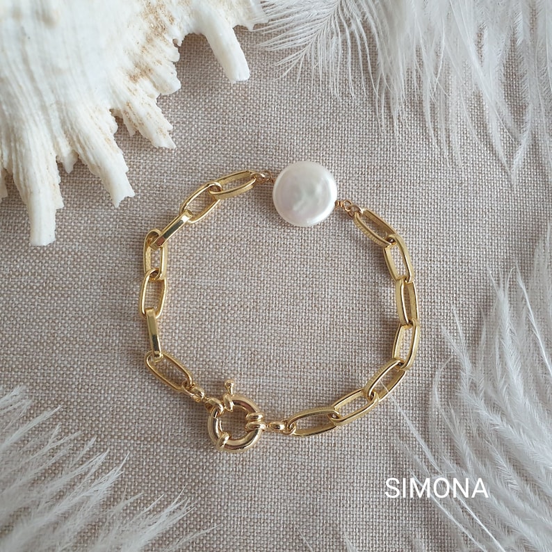 Gold Pearl Bracelet for Women with Freshwater Pearls, Natural Pearl Bracelet, Real Pearl Bracelet, Gifts for Her, Bridesmaid Gift SIMONA