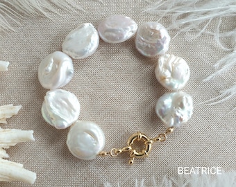 Big Pearl Bracelet for Women, Christmas Gifts for Her, Baroque Pearl Bracelet with Natural Big Pearls, Gift for Her