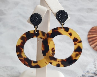 Tortoise Earrings,Tortoise Hoop Earrings,Tortoiseshell Earrings,Tortoise shell Earrings,Boho Earrings,Hoop Earrings,Tortoiseshell