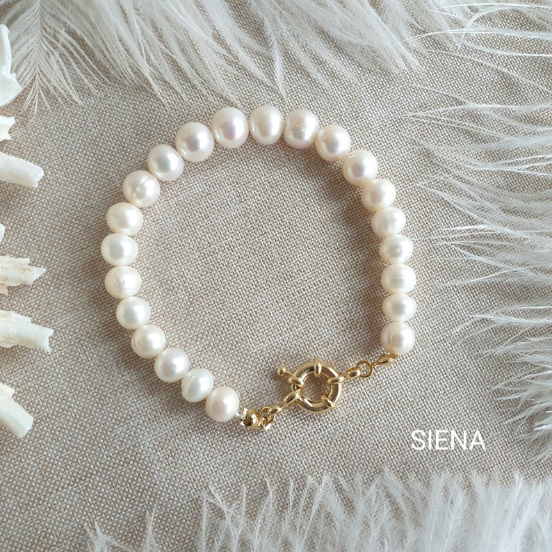 Gold Pearl Bracelet for Women with Freshwater Pearls, Natural Pearl Bracelet, Real Pearl Bracelet, Gifts for Her, Bridesmaid Gift SIENA