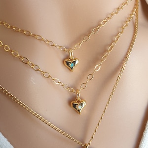 Dainty Heart Necklace for women, 14k Gold Necklace with Heart Pendant, Minimalist Necklace with Heart charm, Anniversary Gift for Her