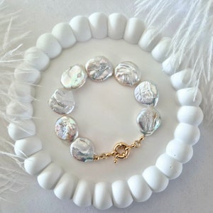 Natürliches weißes Barockperlenarmband für Frauen, Großes Perlenarmband mit Barockperlen, Geschenke für Sie, Barockarmband, Brautjungferngeschenk