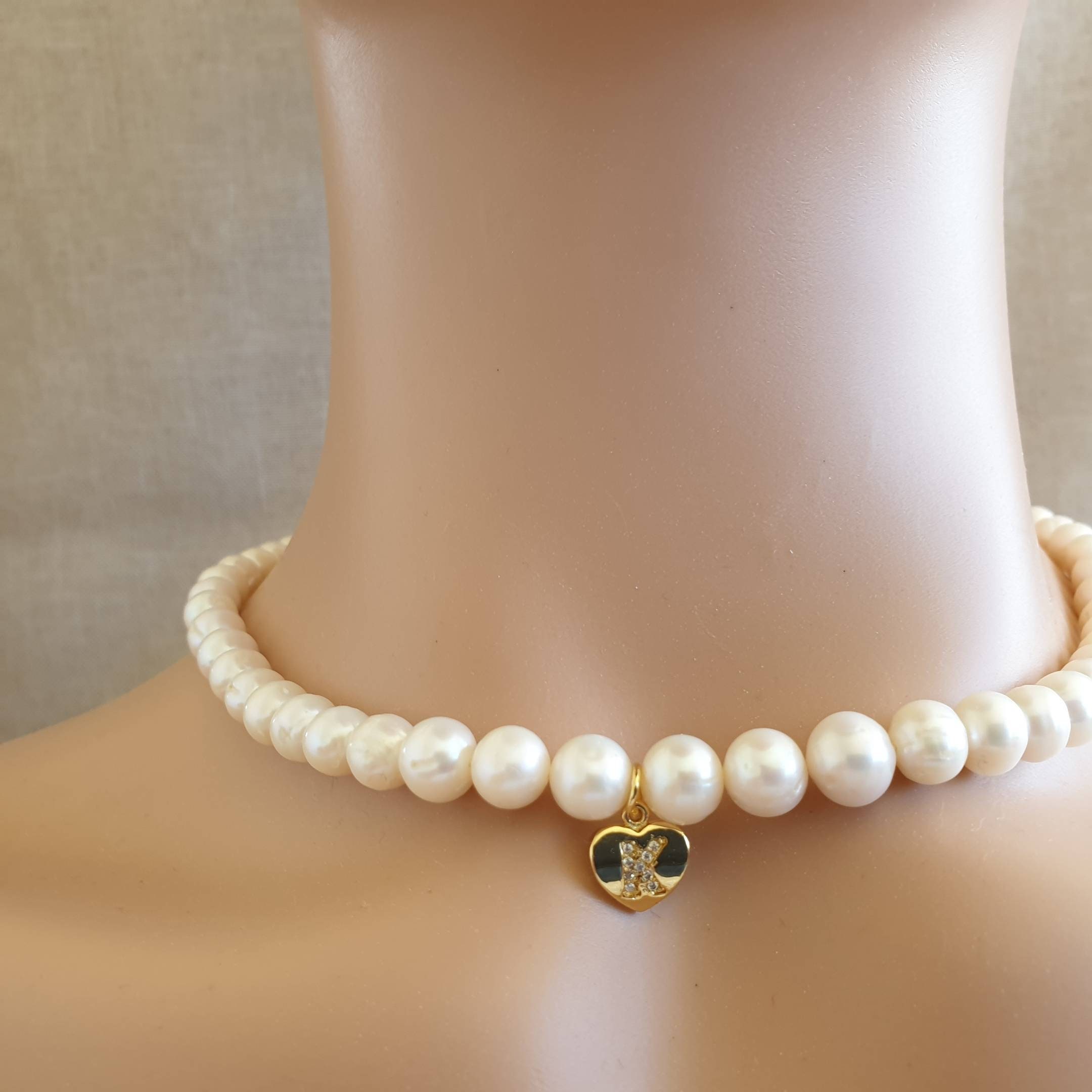 PerlenKette Initiale Perlenkette mit personalisiertem Etsy