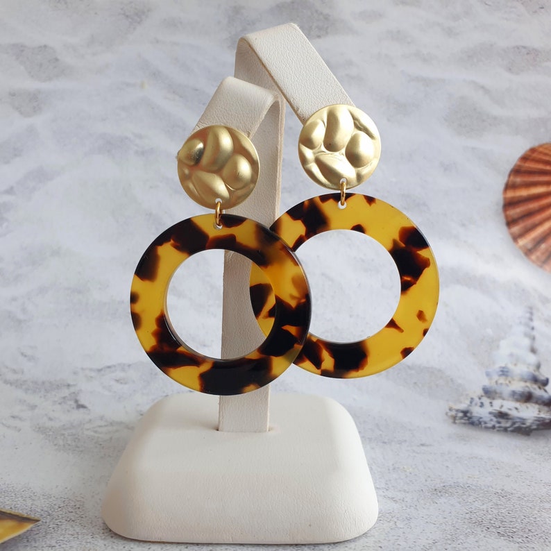 Tortoise shell earrings, acetate earrings, Geometric earrings image 6