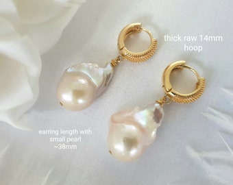 Large Baroque Pearl Earrings for Women, Gifts for Her, Real Pearl Earrings, Baroque Pearl Drop Earrings, Gold Pearl Earrings
