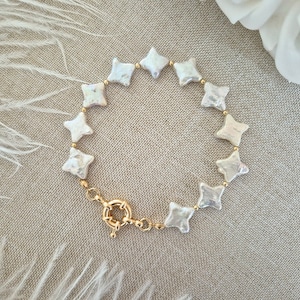 Elegant Freshwater Pearl Star Bracelet, Modern Pearl Jewelry with Natural Pearls, Unique Gift for Her, Real Pearl Bracelet for Women