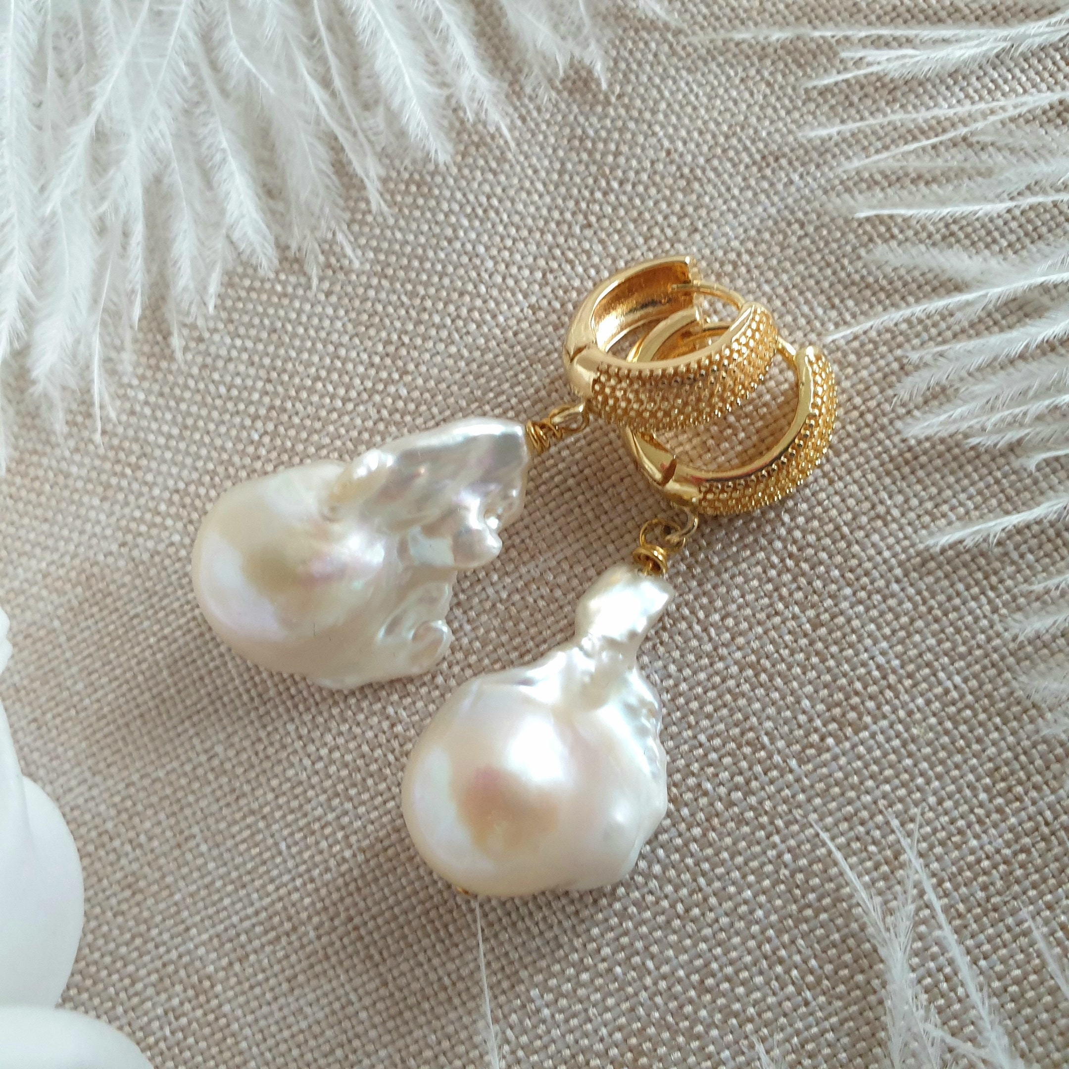 Large Baroque Pearl Earrings main image 1