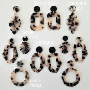 Tortoise earrings, Monstera earrings, acetate earrings, plant earrings image 3