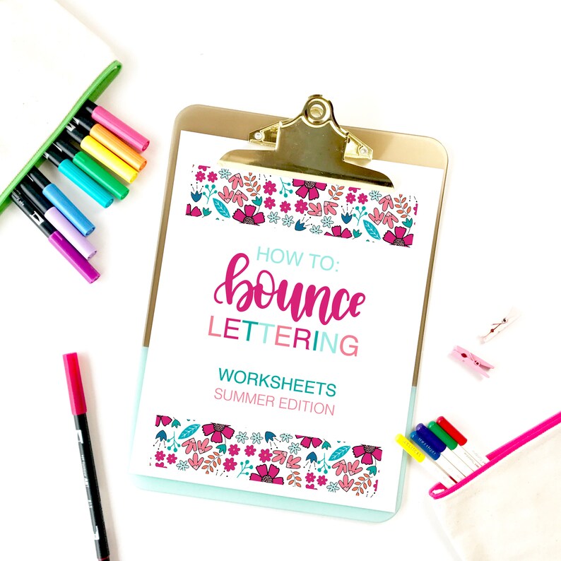 Bounce Lettering Worksheets, Summer Edition, Lettering Worksheets ...