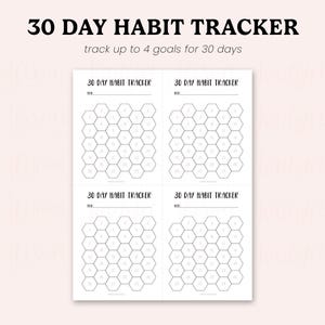 Hexagon 30-Day Habit Tracker, Printable Planner (Instant Download)