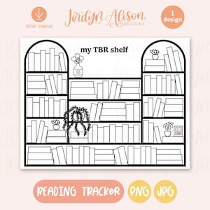 Minha estante TBR para impressão, desafio de leitura TBR, desafio de livro para impressão, rastreador TBR, registro de leitura de estante, minha estante para impressão, Bookish