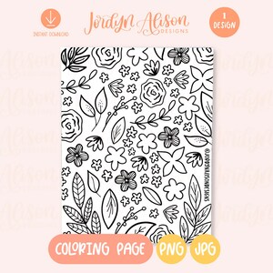 Modern Florals, Printable Coloring Pages, Stay Home, Grateful, Adult Coloring, Coloring Pages for Children, Spring Coloring Pages