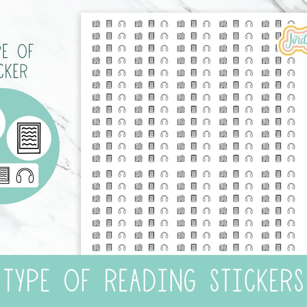 Reading Type Stickers, Reading Journal Sticker, Bookish Stickers, Print then Cut Stickers, Cricut Planner Stickers, Bullet Journal Stickers