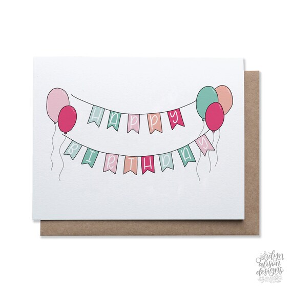 Happy Birthday Banner Cute Birthday Card Fun Birthday Card Etsy