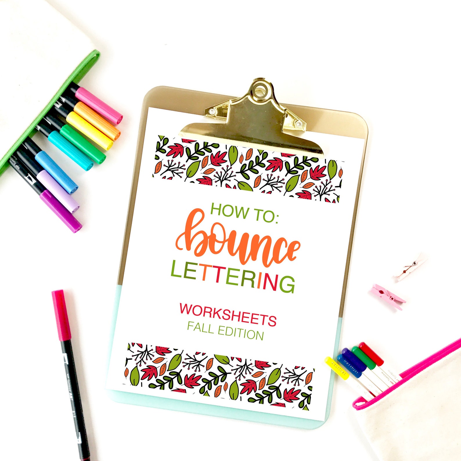 Bounce Lettering Worksheets, Fall Edition, Lettering Worksheets, Brush ...