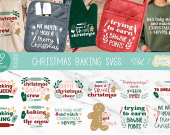 Christmas Baking SVG Bundle, Christmas Pot Holder Svg, Potholder Svg, Oven Mitt Svg, Baking Svg, Lets Get Baked Svg, Baking Crew Svg