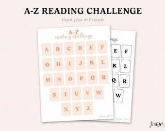 A-Z Reading Challenge, Alphabet Reading Challenge, Reading Tracker, Reading Log, Reading Challenge, Book Challenge Printable, Bookish