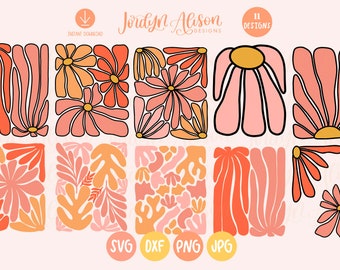 Flower Blob Cut Out SVG Bundle, Matisse Inspired SVGs for Cricut, Boho Floral SVGs, Cricut SVGs, Abstract Floral Shapes Clipart