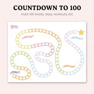 100までのカウントダウン、100個のスペースを備えた習慣トラッカー | 記録帳、ワークアウト、習慣 | 100タスクトラッカー、100日チャレンジ