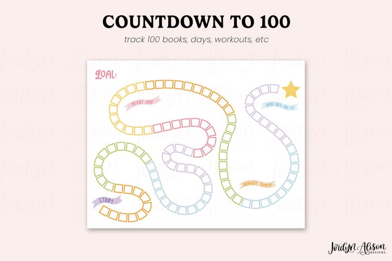 Countdown to 100, Habit Tracker With 100 Spaces | Track Books, Workouts ...