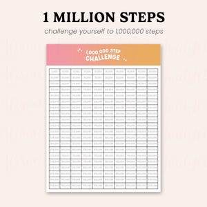 1 Million Steps Challenge Printable, Fitness Tracker, Walking Challenge (Digital Download)