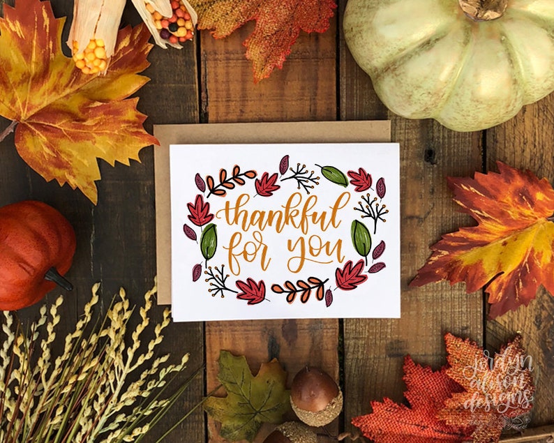 Thankful For You Friends Giving Thanksgiving Card Thankful image 0