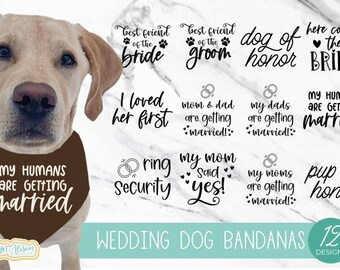 Pacote de arquivos SVG para corte de bandana de cachorro para casamento, compatível com Cricut e Silhouette.