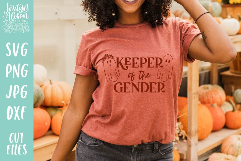 Keeper of the Gender Svg, Fall Halloween Gender Reveal, Baby Reveal, Spooky Ghost Gender Reveal, Gender Reveal Party Shirt Design image 3