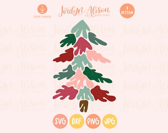 Blob Christmas Tree Cut Out SVG, Matisse Inspired Christmas SVGs for Cricut, Boho Floral SVGs, Cricut SVGs, Abstract Floral Shapes Clipart