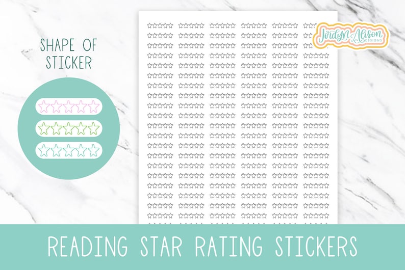 Star Rating Stickers, Reading Journal Sticker, Bookish Stickers, Print then Cut Stickers, Cricut Planner Stickers, Bullet Journal Stickers image 1