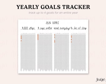Yearly Habit Tracker Printable, Goal Tracker (Digital Download)