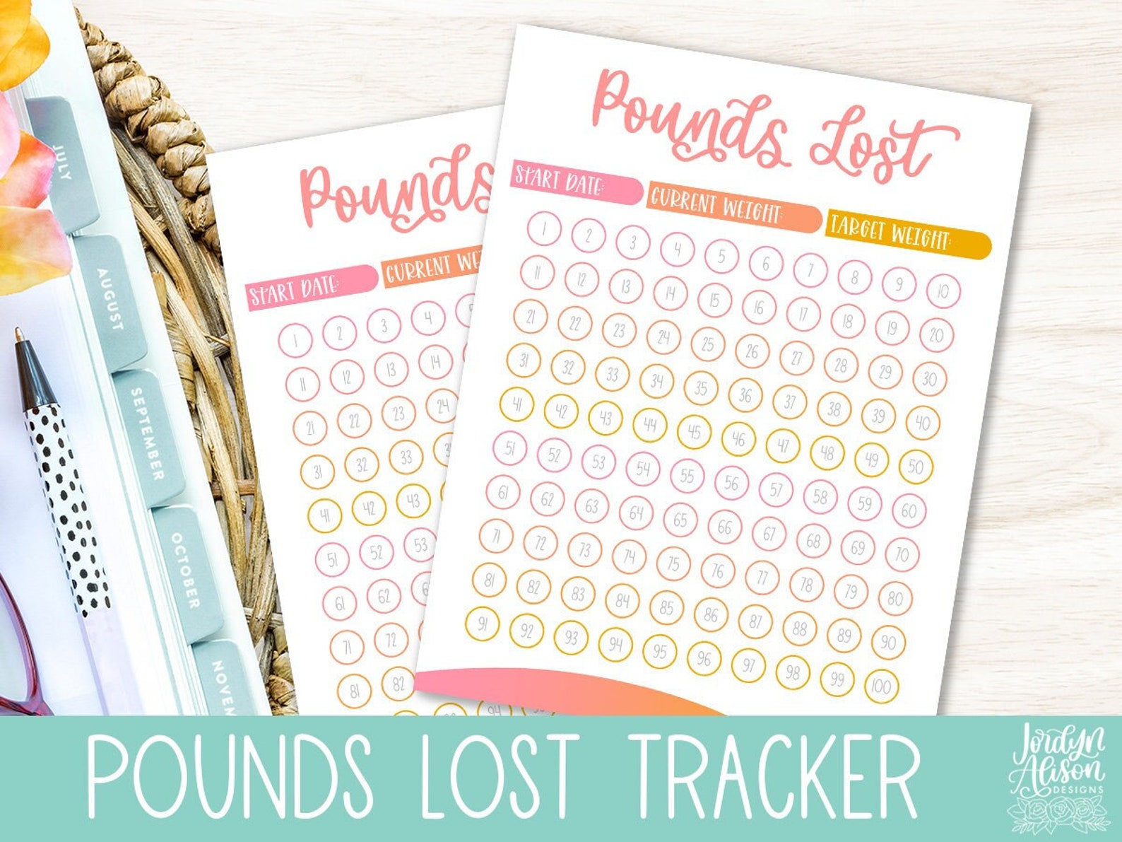 Cute Weight Loss Tracker Printable Customize and Print