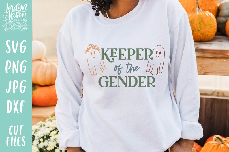 Keeper of the Gender Svg, Fall Halloween Gender Reveal, Baby Reveal, Spooky Ghost Gender Reveal, Gender Reveal Party Shirt Design image 2