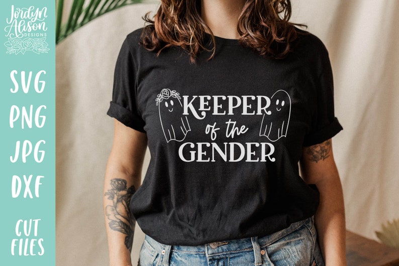 Keeper of the Gender Svg, Fall Halloween Gender Reveal, Baby Reveal, Spooky Ghost Gender Reveal, Gender Reveal Party Shirt Design image 1