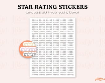 Star Rating Stickers, Reading Journal Sticker, Bookish Stickers, Print then Cut Stickers, Cricut Planner Stickers, Bullet Journal Stickers