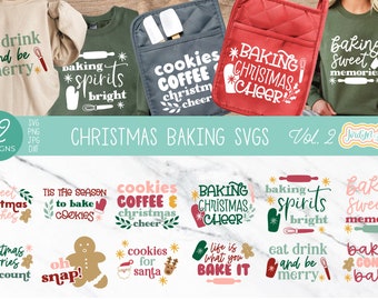 Christmas Baking SVG Bundle, Christmas Pot Holder Svg, Potholder Svg, Oven Mitt Svg, Bakers Gonna Bake Svg, Gingerbread Baking Supplies