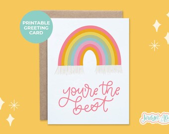 You're the Best Printable Encouragement Card, Printable Greeting Card, Best Friend Card, Bestie Card, Thinking of You Card