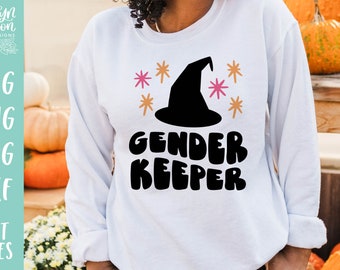 Gender Keeper Svg, Fall Gender Reveal, Halloween Gender Reveal, Baby Reveal, Spooky Witch Gender Reveal, Gender Reveal Party Shirt Design