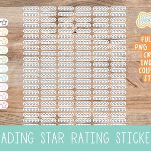 Star Rating Stickers, Reading Journal Sticker, Bookish Stickers, Print then Cut Stickers, Cricut Planner Stickers, Bullet Journal Stickers image 2