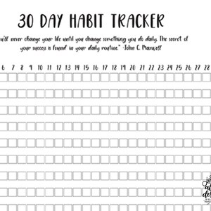 Printable 30 Day Habit Tracker, Instant Download, New Year's ...