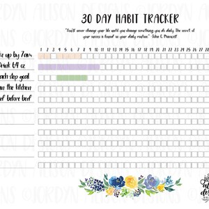 Printable 30 Day Habit Tracker, Instant Download, New Year's ...